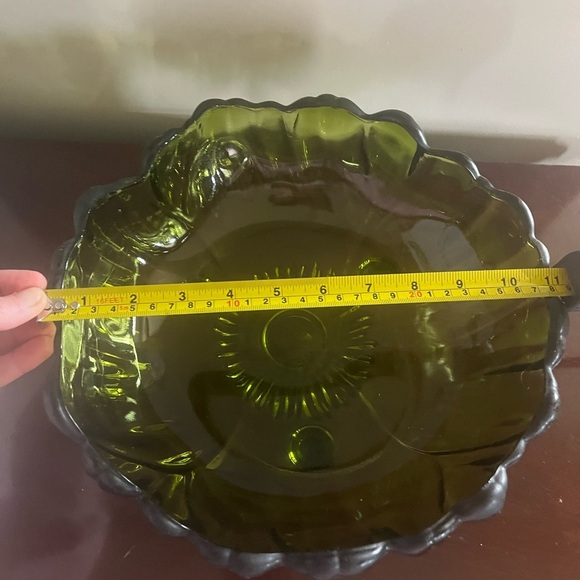 Indiana Glass vintage starburst fruit bowl avocado green - Picture 4 of 4